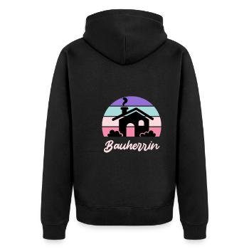 Eigenheim Bauherrin - Unisex Premium Bio Zip Hoodie - Schwarz - Hinten - Nico (187cm)