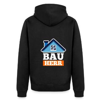 Bauherr - Unisex Premium Bio Zip Hoodie - Schwarz - Hinten - Nico (187cm)