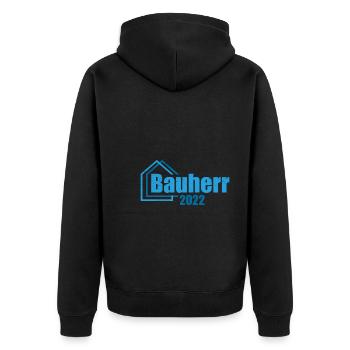 Bauherr 2022 Eigenheim - Unisex Premium Bio Zip Hoodie - Schwarz - Hinten - Nico (187cm)