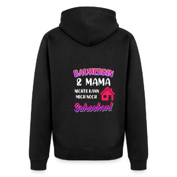 Bauherrin und Mama Eigenheim - Unisex Premium Bio Zip Hoodie - Schwarz - Hinten - Nico (187cm)