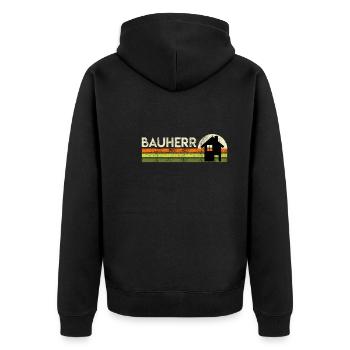 Bauherr Eigenheim Richtfest - Unisex Premium Bio Zip Hoodie - Schwarz - Hinten - Nico (187cm)