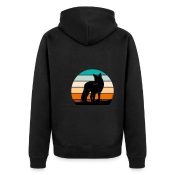 Vintage Fuchs Jäger Jagd - Unisex Premium Bio Zip Hoodie - Schwarz - Hinten - Nico (187cm)