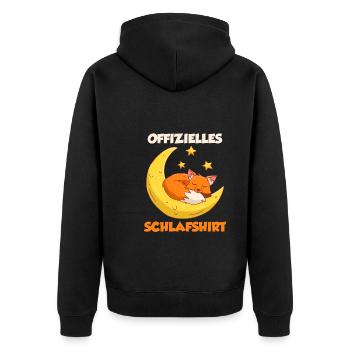 Offizielles Fuchs Schlafshirt Schlaf - Unisex Premium Bio Zip Hoodie - Schwarz - Hinten - Nico (187cm)