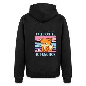 Kaffeetrinker ich brauche Kaffee Damen - Unisex Premium Bio Zip Hoodie - Schwarz - Hinten - Nico (187cm)