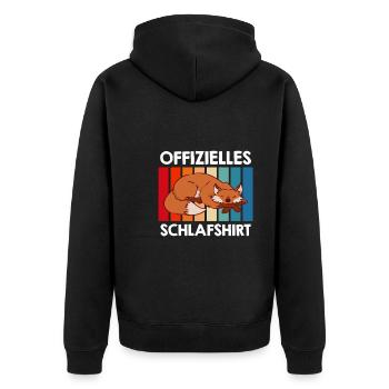 Offizielles Schlafshirt Fuchs Schlaf - Unisex Premium Bio Zip Hoodie - Schwarz - Hinten - Nico (187cm)