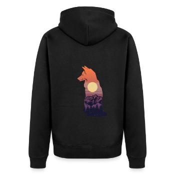 Fuchs Jagd Jäger - Unisex Premium Bio Zip Hoodie - Schwarz - Hinten - Nico (187cm)