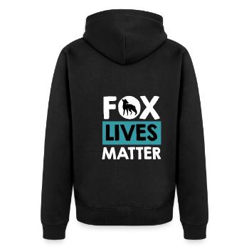 Fox lives Matter Fuchsleben sind wichtig - Unisex Premium Bio Zip Hoodie - Schwarz - Hinten - Nico (187cm)