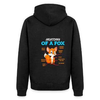 Anatomie eines Fuches Fuchs Kinder - Unisex Premium Bio Zip Hoodie - Schwarz - Hinten - Nico (187cm)