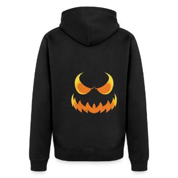 Grusel Maske Halloween - Unisex Premium Bio Zip Hoodie - Schwarz - Hinten - Nico (187cm)