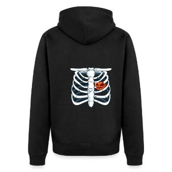 Kürbis Skelett Halloween - Unisex Premium Bio Zip Hoodie - Schwarz - Hinten - Nico (187cm)