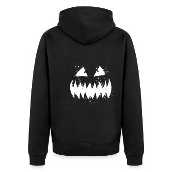 Jack O Lantern Kürbis Halloween - Unisex Premium Bio Zip Hoodie - Schwarz - Hinten - Nico (187cm)