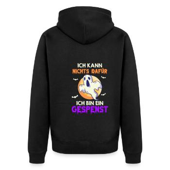 Gespenster Halloween - Unisex Premium Bio Zip Hoodie - Schwarz - Hinten - Nico (187cm)