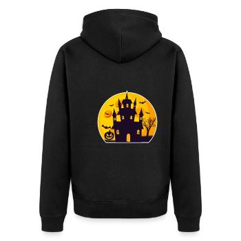 Grusel Schloss Halloween - Unisex Premium Bio Zip Hoodie - Schwarz - Hinten - Nico (187cm)