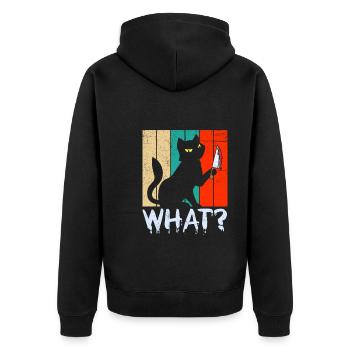 Creepy Killer Halloween Cat - Unisex Premium Organic Zip Hoodie - black - Back - Nico (187cm)