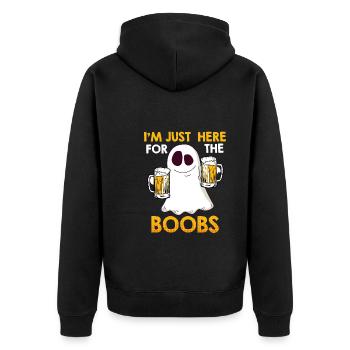 Geister Boo Bees Halloween - Unisex Premium Bio Zip Hoodie - Schwarz - Hinten - Nico (187cm)