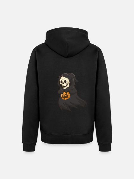 Skull Halloween Witch - Unisex Premium Organic Zip Hoodie - black