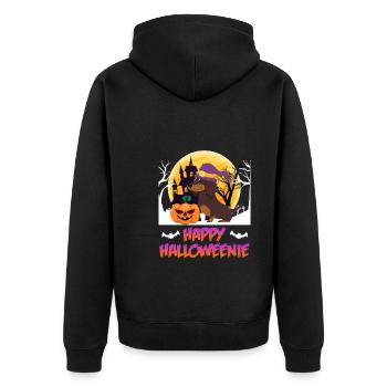 Joyeux chien teckel Halloween - Veste à capuche bio Premium Unisexe - noir - Dos - Nico (187cm)