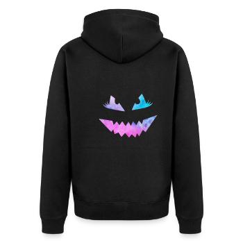 Grusel Maske Halloween - Unisex Premium Bio Zip Hoodie - Schwarz - Hinten - Nico (187cm)