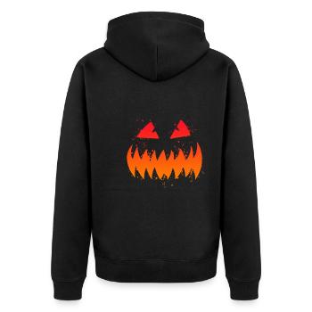 Jack O Lantern Pumpkin Halloween - Unisex Premium Organic Zip Hoodie - black - Back - Nico (187cm)