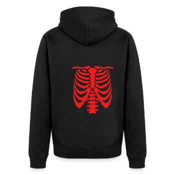 Halloween Kostüm Skelett - Unisex Premium Bio Zip Hoodie - Schwarz - Hinten - Nico (187cm)