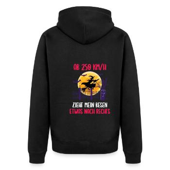 Tempolimit für Besen Hexe Halloween - Unisex Premium Bio Zip Hoodie - Schwarz - Hinten - Nico (187cm)