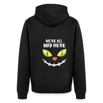 Grinsekatze Halloween Katze - Unisex Premium Bio Zip Hoodie - Schwarz - Hinten - Nico (187cm)