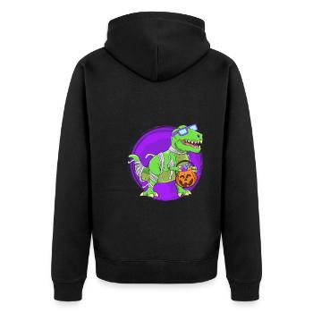Dinosaur Halloween Mummy - Unisex Premium Organic Zip Hoodie - black - Back - Nico (187cm)