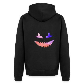 Grusel Maske Halloween - Unisex Premium Bio Zip Hoodie - Schwarz - Hinten - Nico (187cm)