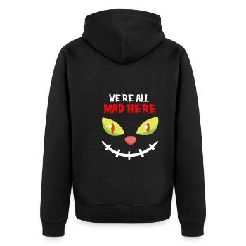Grinsekatze Halloween Katze - Unisex Premium Bio Zip Hoodie - Schwarz - Hinten - Nico (187cm)