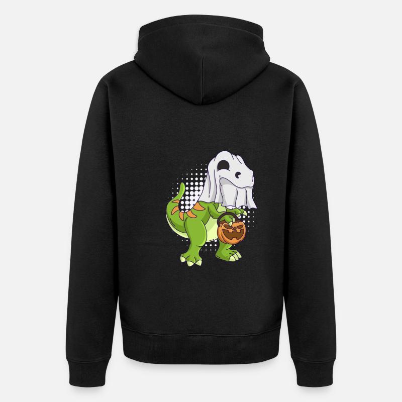 Dinosaure Halloween Ghost - Veste à capuche bio Premium Unisexe - noir
