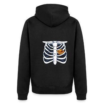 Kürbis Skelett Halloween - Unisex Premium Bio Zip Hoodie - Schwarz - Hinten - Nico (187cm)