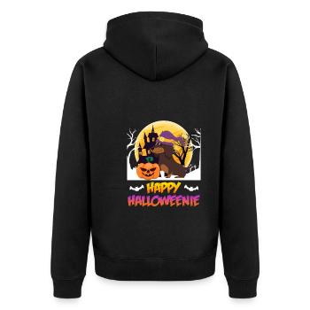 Joyeux chien teckel Halloween - Veste à capuche bio Premium Unisexe - noir - Dos - Nico (187cm)