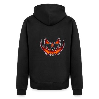 Creepy Pumpkin Halloween - Unisex Premium Organic Zip Hoodie - black - Back - Nico (187cm)