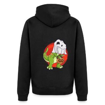 Dinosaur Halloween Ghost - Unisex Premium Organic Zip Hoodie - black - Back - Nico (187cm)