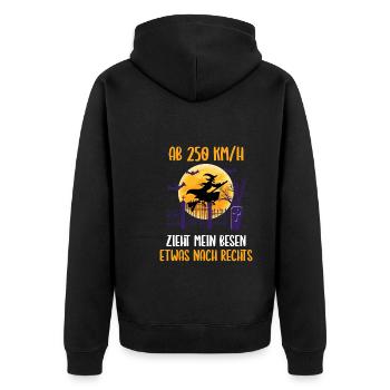 Tempolimit für Besen Hexe Halloween - Unisex Premium Bio Zip Hoodie - Schwarz - Hinten - Nico (187cm)