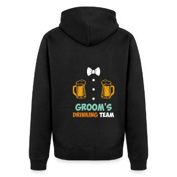 Jungesellenabschied Männer Team Bräutigam Hochzeit - Unisex Premium Bio Zip Hoodie - Schwarz - Hinten - Nico (187cm)