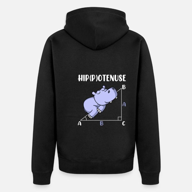 Hippotenuse fun math math - Unisex Premium Organic Zip Hoodie - black