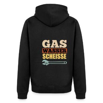 Gas Wasser Scheiße Anlagenmechaniker Klempner - Unisex Premium Bio Zip Hoodie - Schwarz - Hinten - Nico (187cm)