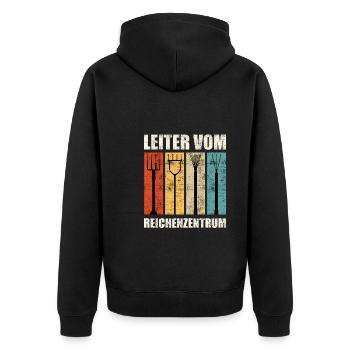 Leiter vom Rechenzentrum - Unisex Premium Bio Zip Hoodie - Schwarz - Hinten - Nico (187cm)