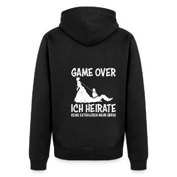 Game over - Frisch verheiratet Ehepaar Hochzeit - Unisex Premium Bio Zip Hoodie - Schwarz - Hinten - Nico (187cm)