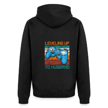 Jungesellenabschied Männer Hochzeit Ehemann - Unisex Premium Bio Zip Hoodie - Schwarz - Hinten - Nico (187cm)