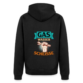 Anlagenmechaniker Sanitär Klimatechnik - Unisex Premium Bio Zip Hoodie - Schwarz - Hinten - Nico (187cm)