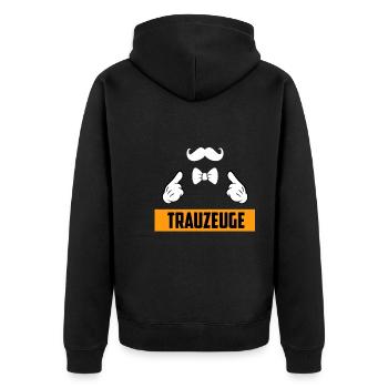 Trauzeuge Mann Hochzeit - Unisex Premium Bio Zip Hoodie - Schwarz - Hinten - Nico (187cm)