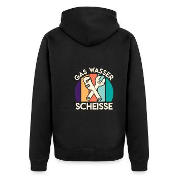 Gas Wasser Scheiße Anlagenmechaniker Klempner - Unisex Premium Bio Zip Hoodie - Schwarz - Hinten - Nico (187cm)