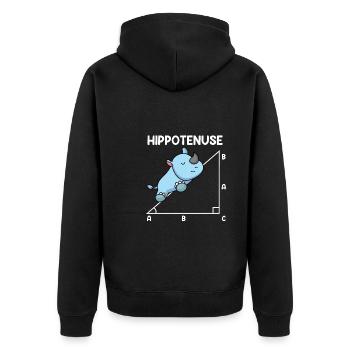 Hypoténuse Hippopotence Math - Veste à capuche bio Premium Unisexe - noir - Dos - Nico (187cm)
