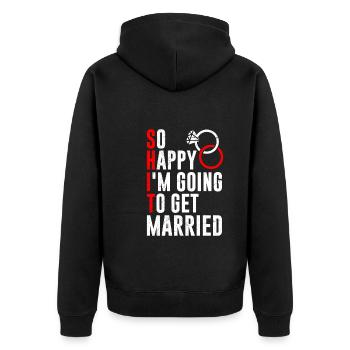 Mariage des mariés nouvellement mariés - Veste à capuche bio Premium Unisexe - noir - Dos - Nico (187cm)