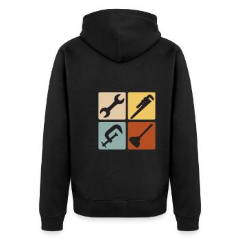 Tinsmith Plumber Plant Mechanic Vintage - Unisex Premium Organic Zip Hoodie - black - Back - Nico (187cm)