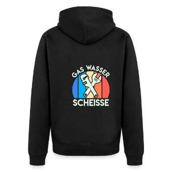 Gas Wasser Scheiße Anlagenmechaniker Klempner - Unisex Premium Bio Zip Hoodie - Schwarz - Hinten - Nico (187cm)