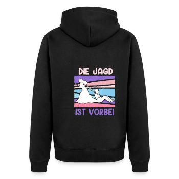 Männerjagd Hochzeit Braut Jungesellenabschied - Unisex Premium Bio Zip Hoodie - Schwarz - Hinten - Nico (187cm)