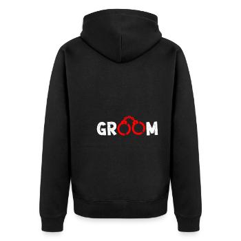 Groom Bräutigam Hochzeit Junggesellenabschied - Unisex Premium Bio Zip Hoodie - Schwarz - Hinten - Nico (187cm)